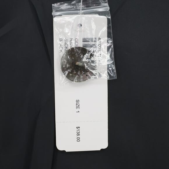 Chicos Jacket 1 Womens Medium 8 Black Gold Metallic Lined Burn out Brocade New - Picture 11 of 16